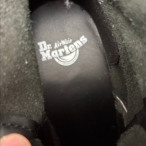 Dr. Martens Chesney Black Leather Flare Heeled Lace Up Boots - 6 - Picture 8 of 13